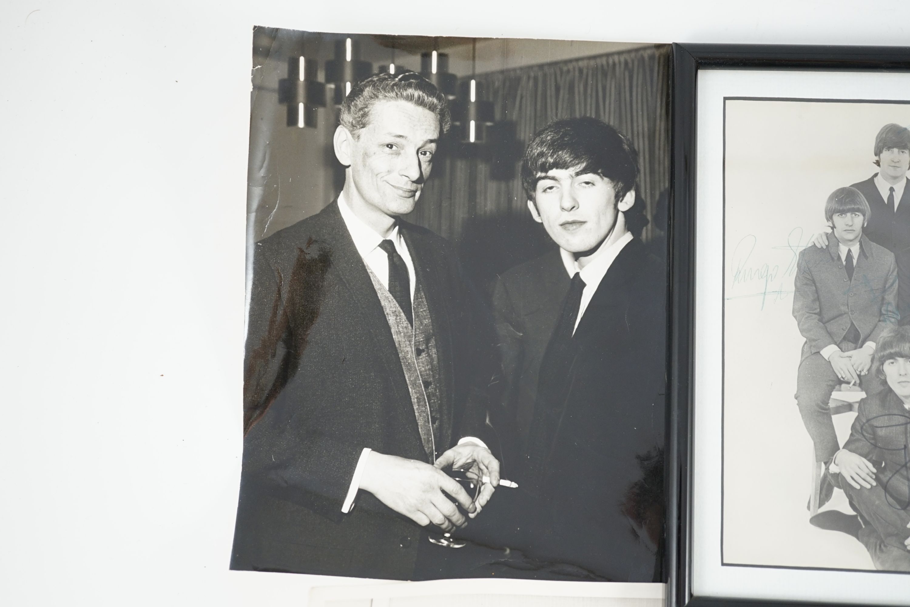 An autographed Beatles photograph and four related photographs of the Beatles with Peter Aldersley Autographed photo 19.5 x 14.5cm.